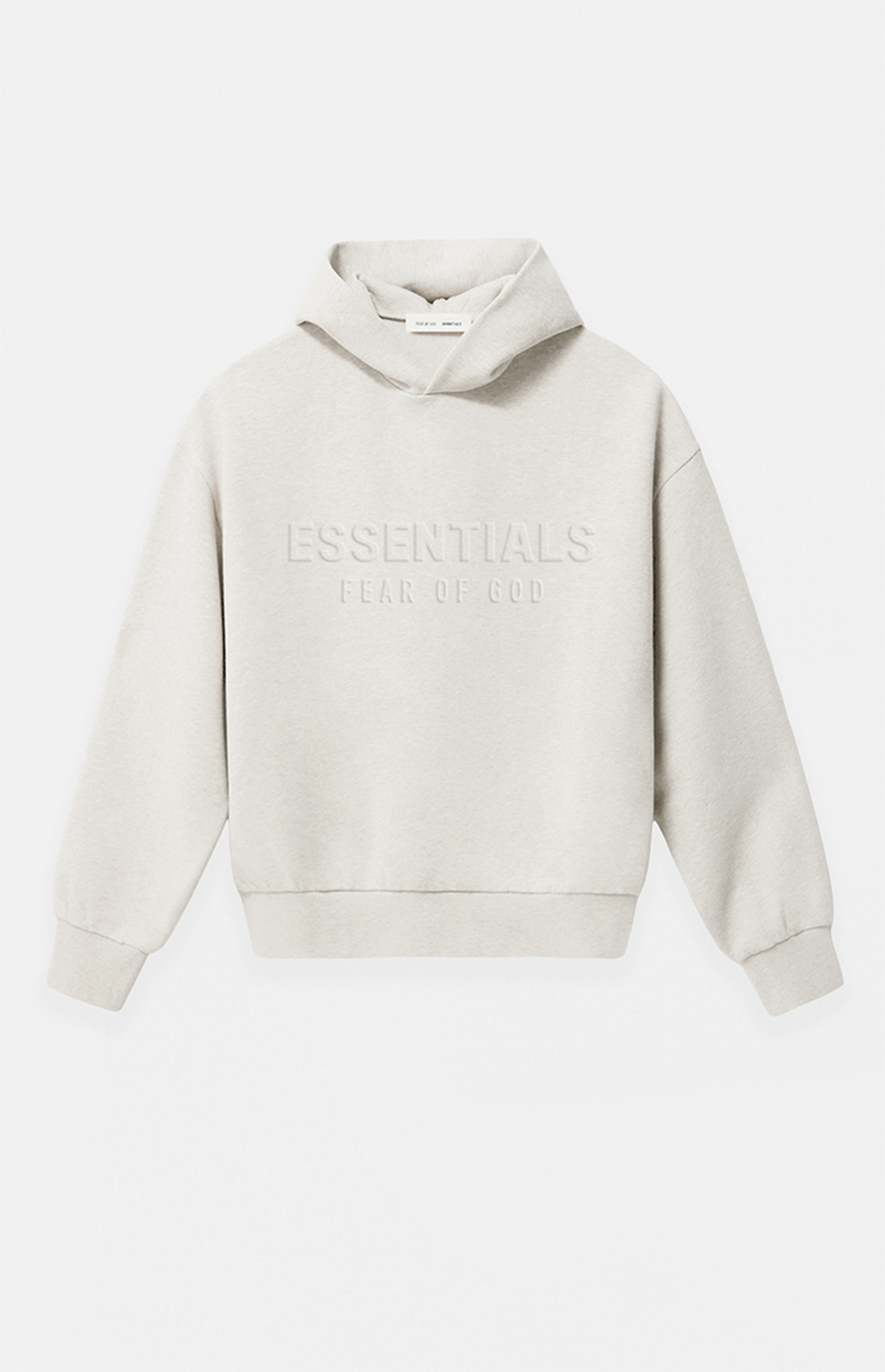 Fear of God ESSENTIALS Heather Oatmeal Embossed Classic Hoodie | PacSun
