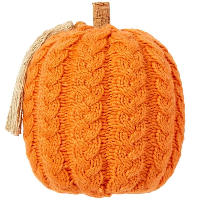 Harvest Knit Pumpkin Tabletop Decoration, Orange, 8 inch x 10 inch, Adult, by Way to Celebrate | Walmart (US)