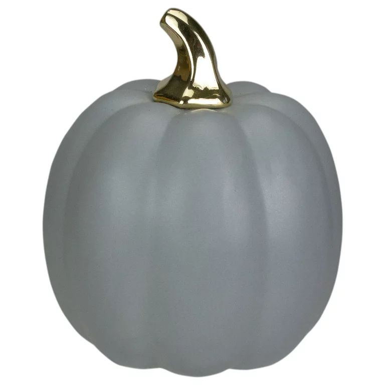7" Gray and Gold Fall Harvest Ceramic Pumpkin Decoration | Walmart (US)