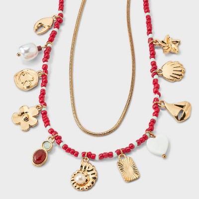 Beaded Charm Necklace - Universal Thread™ Red | Target
