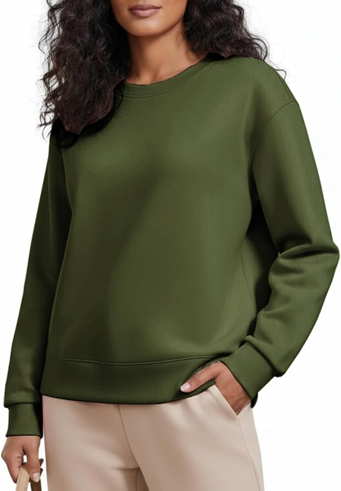 PINSPARK Soft Crewneck Sweatshirt for Women Long Sleeve Lightweight Pullover Yoga Casual Sweatshi... | Amazon (US)