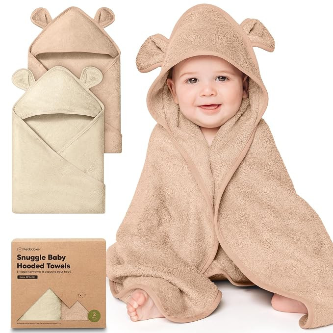 KeaBabies 2-Pack Hooded Baby Towels for Newborn, Kids (Almond, 30x30) | Soft & Absorbent, Viscose... | Amazon (US)