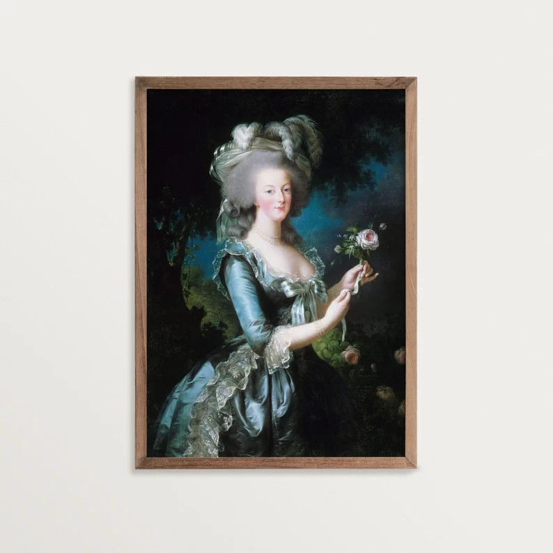 Rococo Art Print Marie Antoinette With a Rose Maximalist - Etsy | Etsy (US)