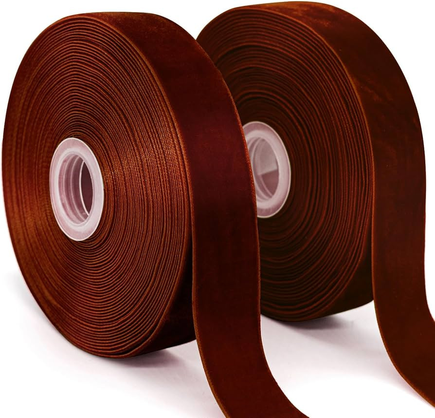 Eggsnow Coffee Velvet Ribbon, 1” × 20Yards (2 Rolls, 10Yards/Rolls) for Gift Wrapping, Flower ... | Amazon (US)