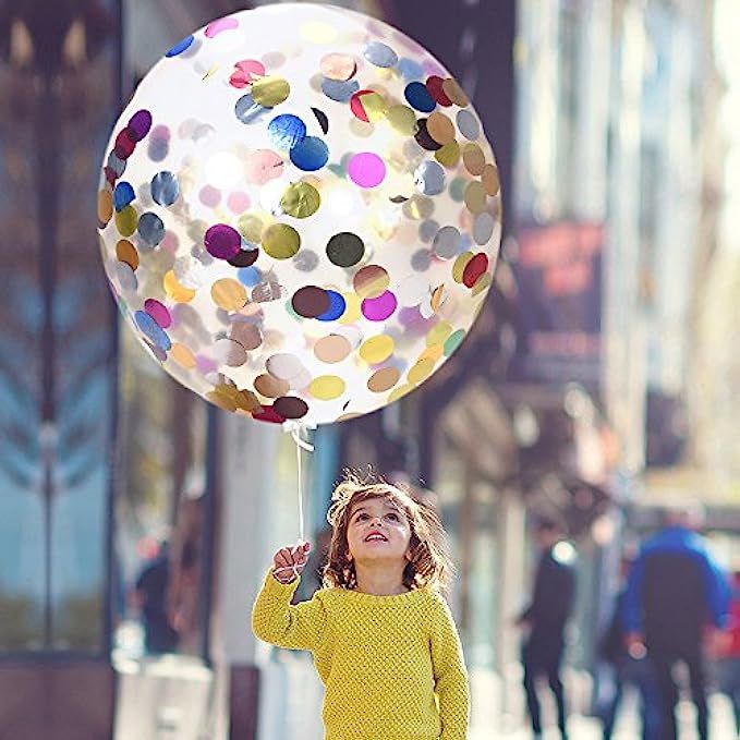 36" Jumbo Confetti Balloons AOSTAR Pack of 5 Latex Balloons with Multicolor Confetti for Mother's Da | Amazon (US)