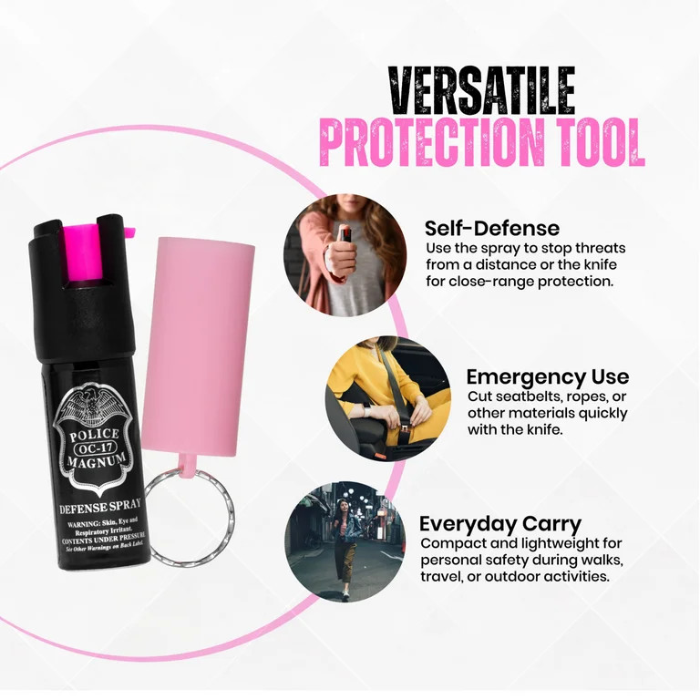 Police Magnum Mini Pepper Spray Self defense Protection tool, Pink Sleeve Keyring 1ct. 1/2oz | Walmart (US)