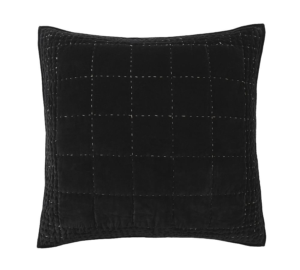Velvet Handcrafted Box Stitch Quilted Sham | Pottery Barn (US)