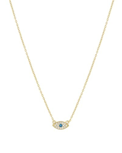 gorjana Women’s Evil Eye Pendant Necklace, Adjustable Link Chain w/White CZ and London Blue Nanogem Talisman, 18K Gold Plated | Amazon (US)