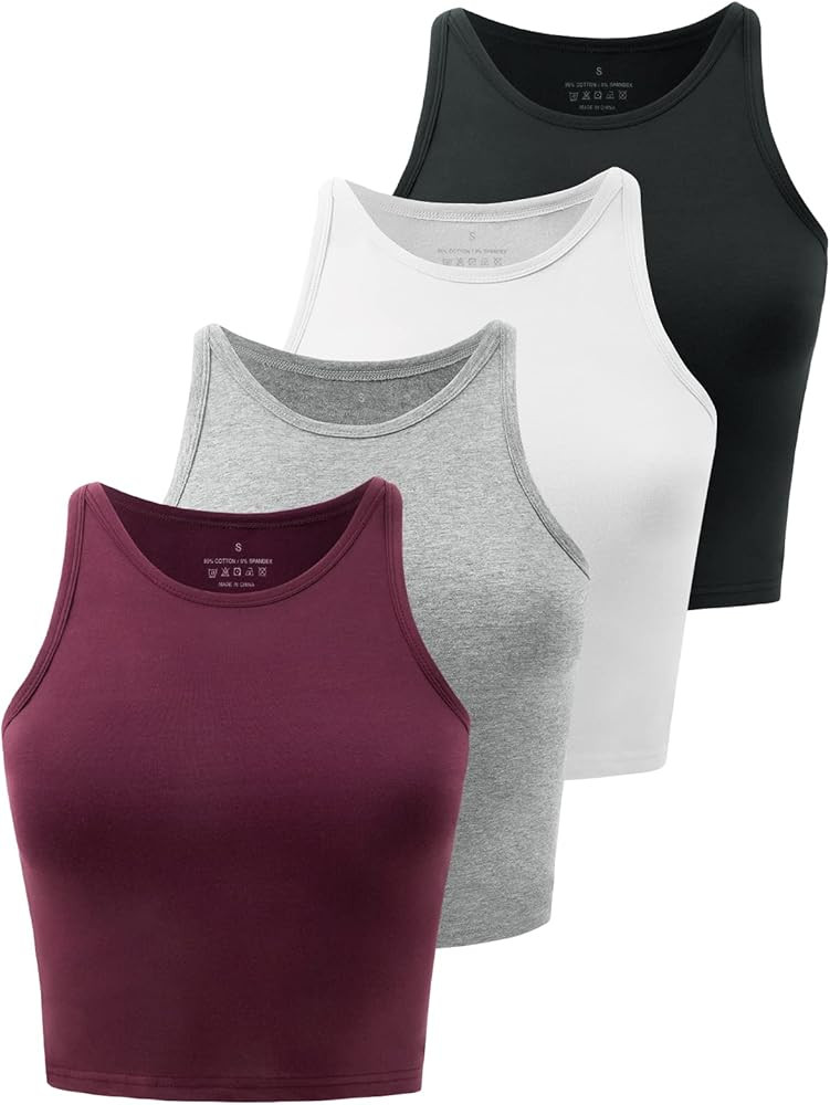 Kole Meego Crop Tops For Women Workout Cropped Tank Top High Neck Camisole Yoga Shirts Athletic U... | Amazon (US)