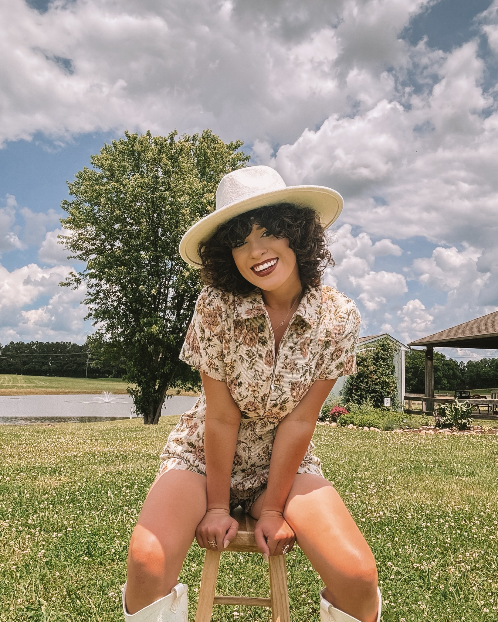 Romper:

A floral fantasy, this romper features a floral tapestry construction and decoration-grandma's couch but make it fashion. With a collared neckline and zipper front, this romper is a classic dream.

Size: Large (I have an hour glass figure, could’ve done an XL if I wanted a looser look (: )
Closure: Zipper
Material: 100% Polyester
Lined
Short Sleeve

Boots:
Yeehaw! These boots are the perfect addition to your wardrobe. These stylish boots feature a classic western design with a modern heel. Whatever the occasion, these are sure to become your new go-to!

Size: Runs true to size—Size 8
Closure: Zipper
Material: Vegan Leather

Hat:

Banded hat
Interior cinch tie band
3 1/2" brim
One size fits most

#LTK #LTKFashion #LTKOutfit #OOTD #SouthernGirl #SouthenStyle #Cowgirl #CowgirlOutfit #Boots