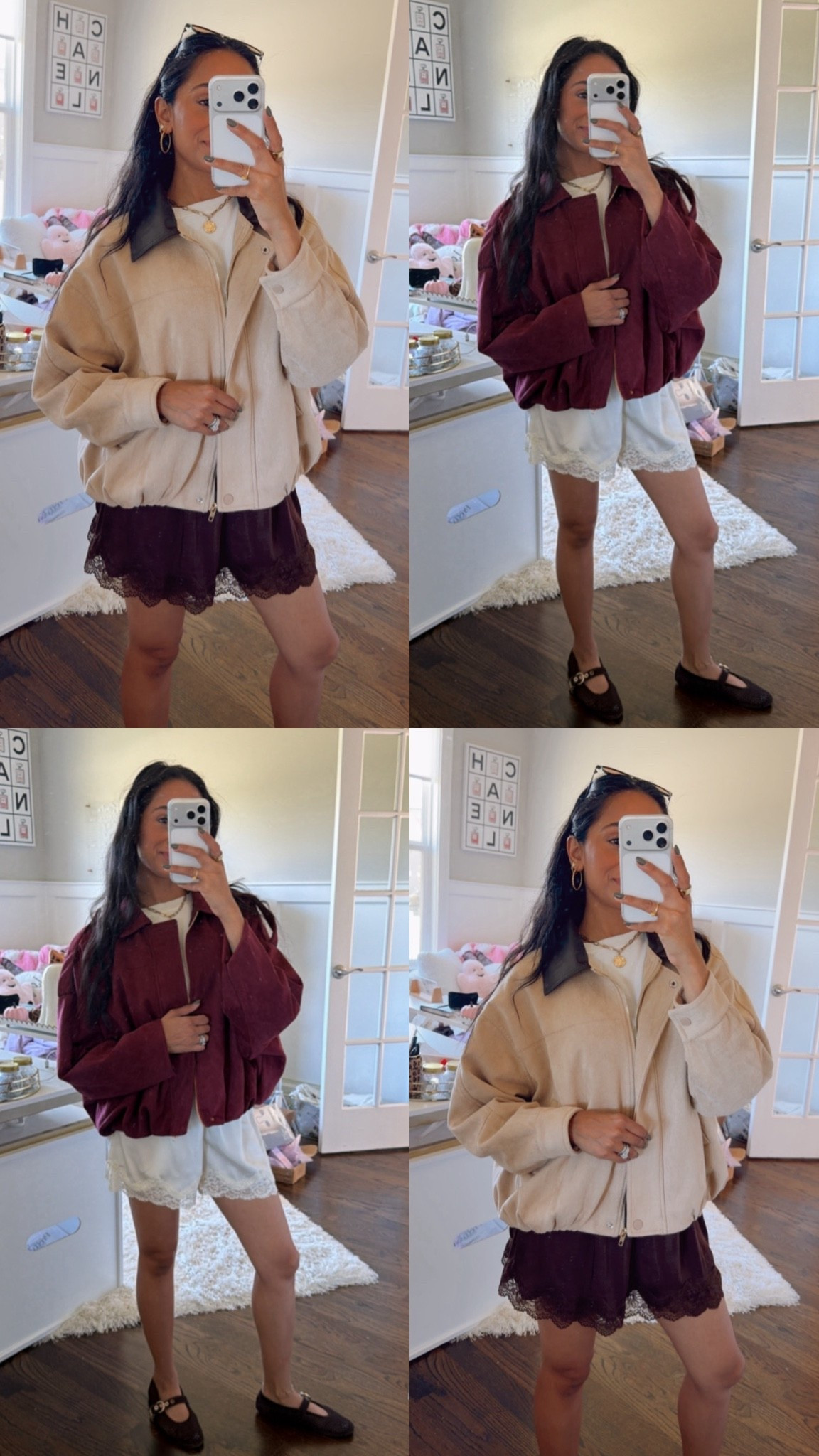 Lace shorts for fall 
Fall outfit inspo