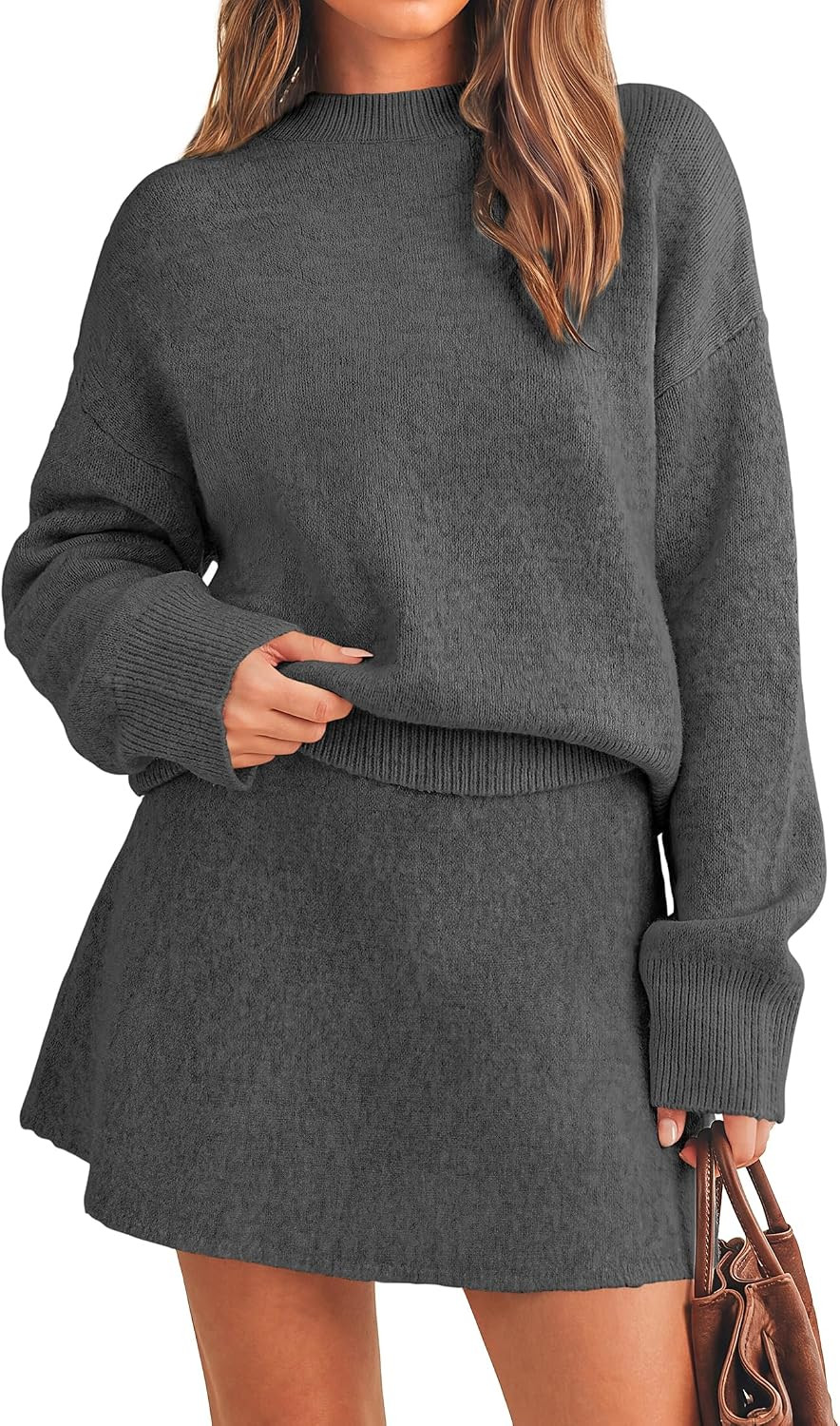 PRETTYGARDEN 2 Piece Sets For Women Sweater Mini Skirt Set | Amazon (US)