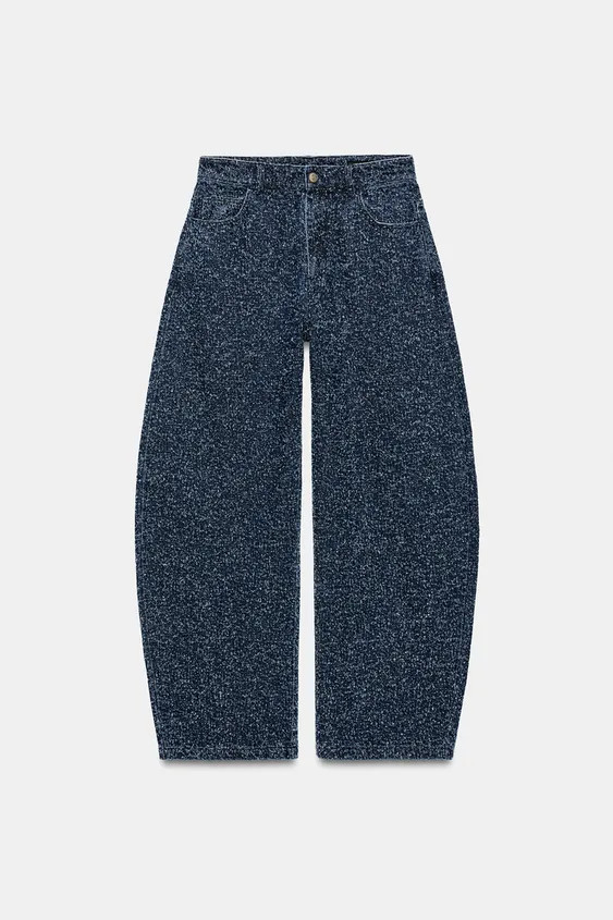 ZW COLLECTION WIDE LEG JEANS MIT MITTELHOHEM BUND UND STRUKTURMUSTER | Zara DE