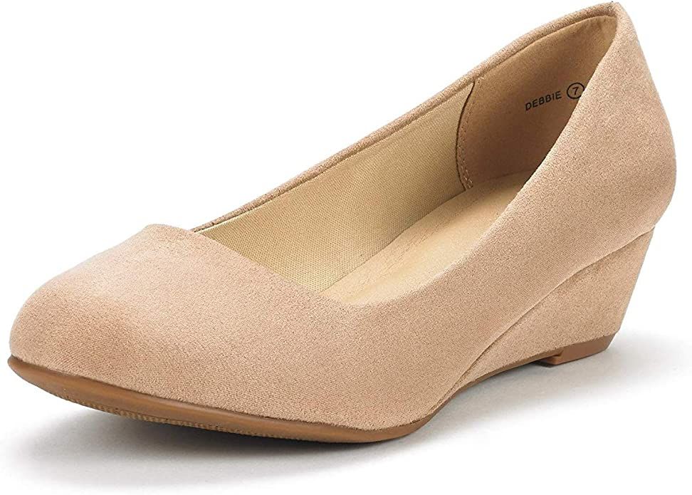 DREAM PAIRS Women's Debbie Mid Wedge Heel Pump Shoes | Amazon (US)