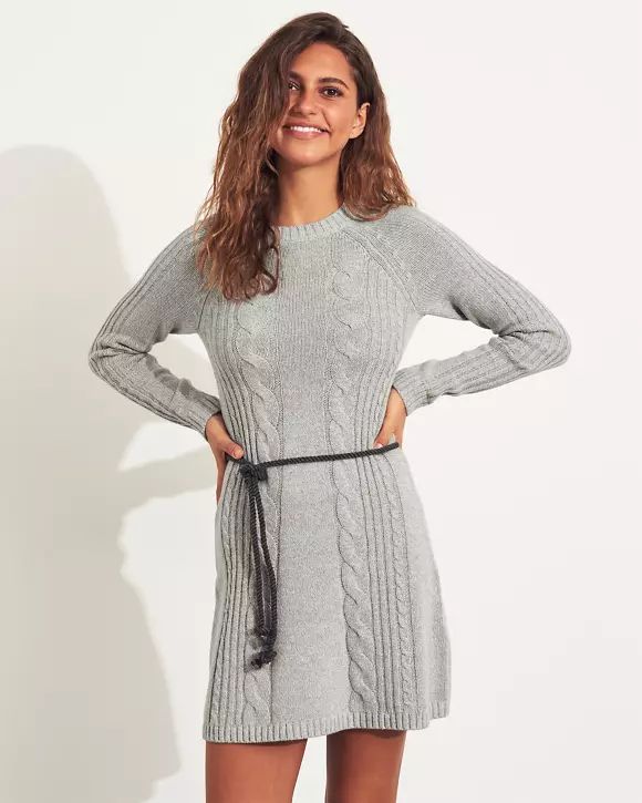 A-Line Cable Sweater Dress | Hollister US