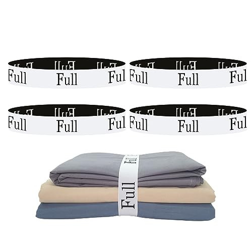 Yermivie 4 Pieces Bed Sheet Organizer Bands, Sheet Organizers and Storage Label Bands, Sheet Label for Bedding, Sheets Organizer for Closet,Sheet Keepers Linen Labels Bedding Bands (4Pcs Full) | Amazon (US)