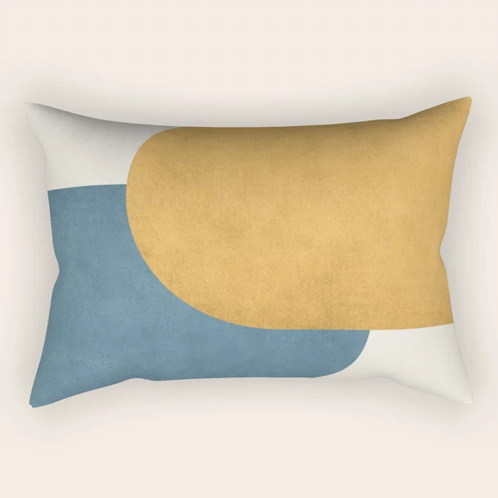 Halfmoon Colorblock - Gold Blue Rectangular Pillow | Society6