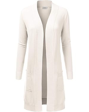 JJ Perfection Womens Casual Long Knit Cardigan Long Sleeve with Pockets Lightweight Open Front Sw... | Amazon (US)