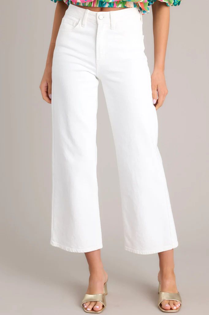 Into The Clouds White Cropped Wide Leg Jeans | Red Dress
