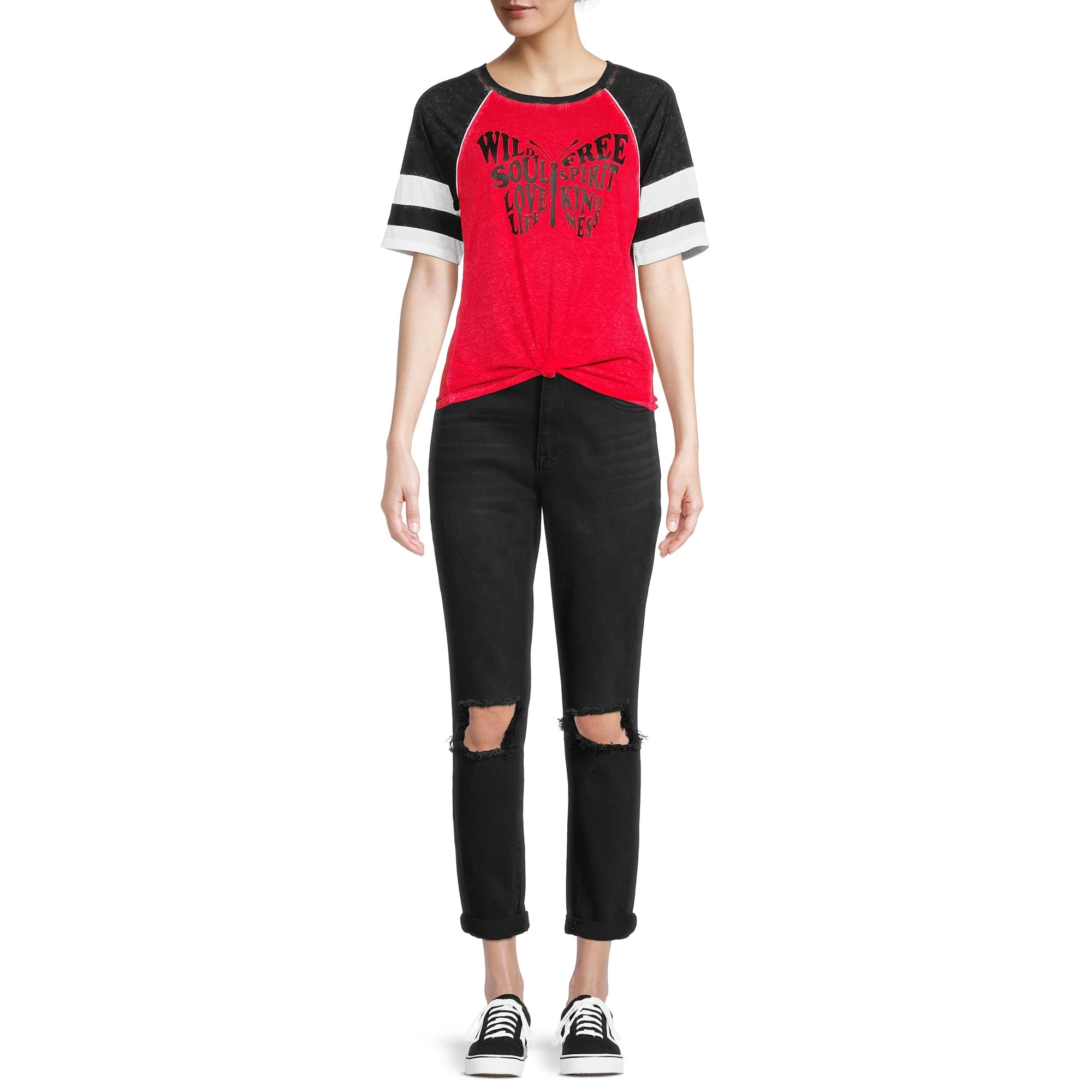 No Boundaries Juniors Super High Rise Destructed Mom Jeans | Walmart (US)