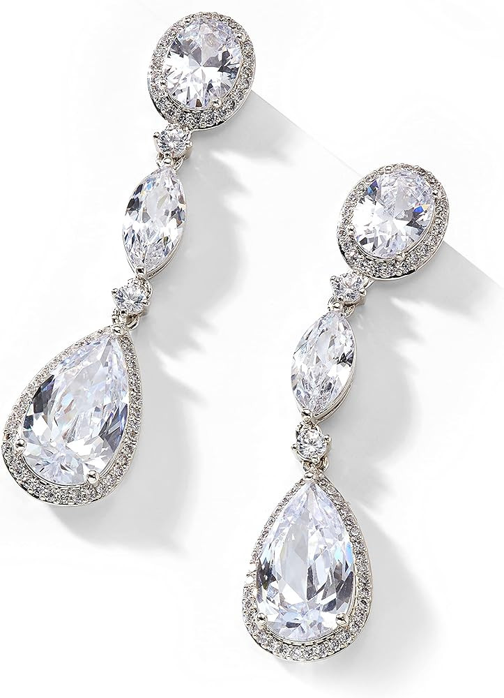 Nadri Teardrop Earrings For Women - Oval Dangle Earrings for Women, Hypoallergenic Earrings For W... | Amazon (US)