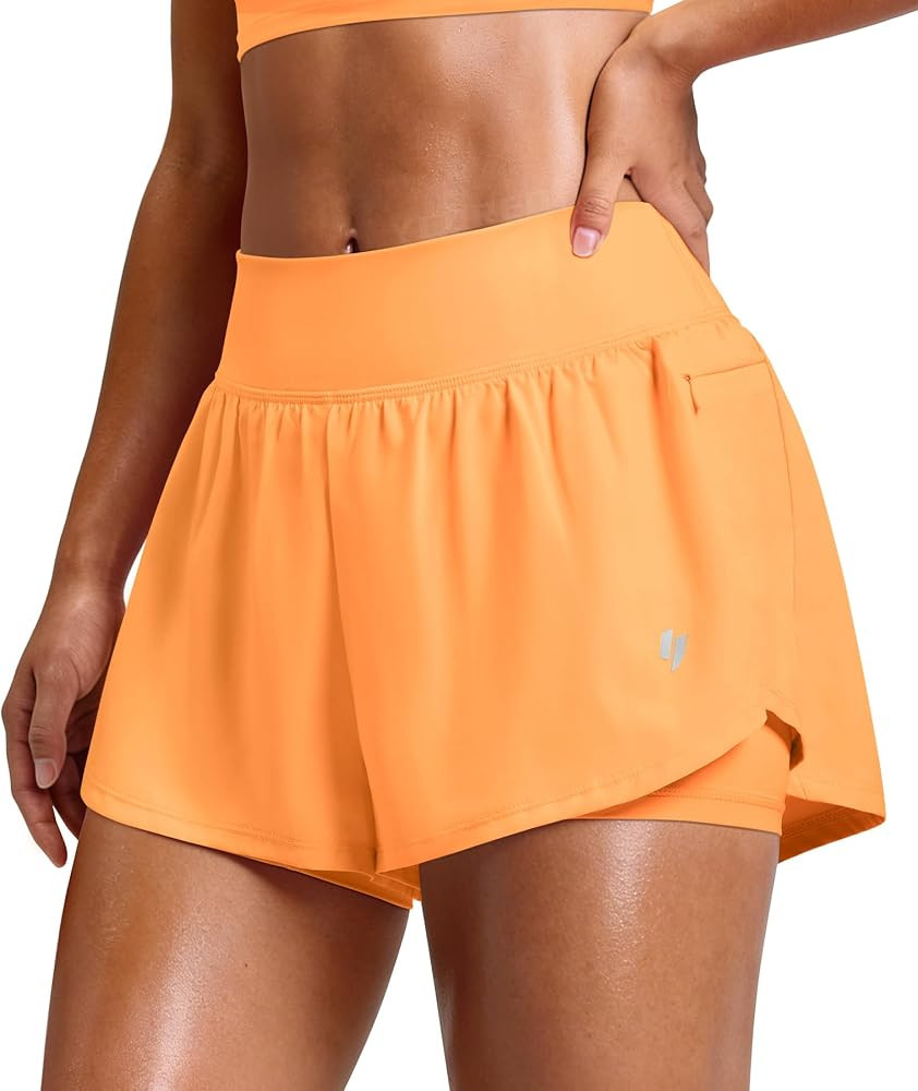 YEOREO Ease Running Shorts for Women 2 in 1 High Waisted Workout Shorts | Amazon (US)
