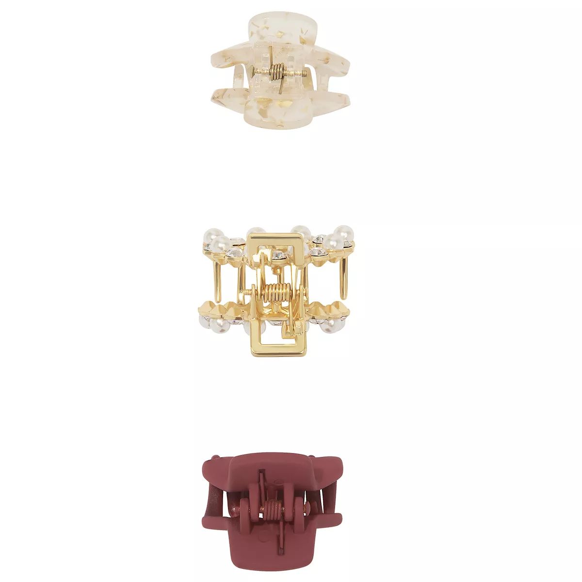 LC Lauren Conrad Fuchsia, Sparkle & Pearl Mini Claw Clip 3 Pack | Kohl's