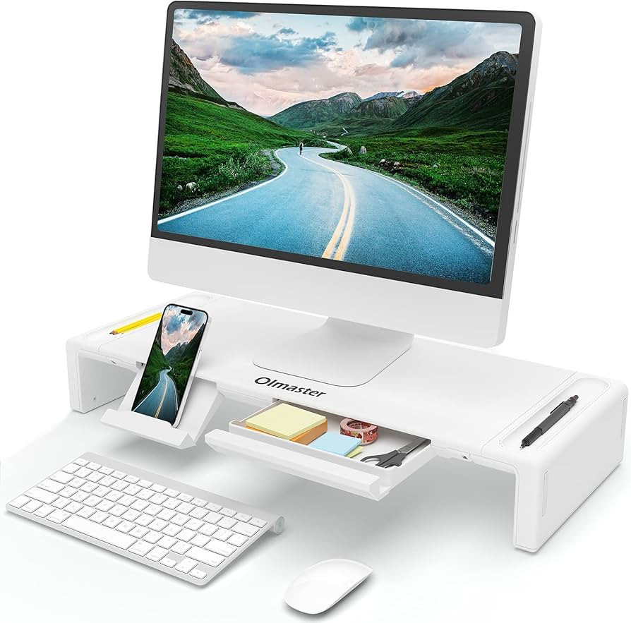 Amazon.com: OImaster Monitor Stand Riser, Foldable Computer Monitor Riser, Adjustable Height Comp... | Amazon (US)