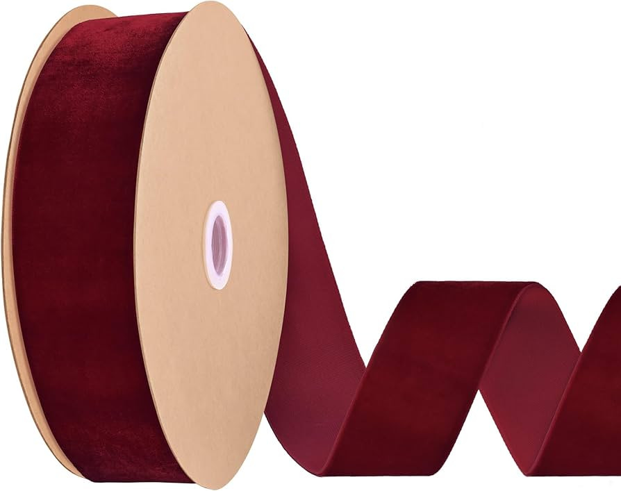 1-1/2 Inch Burgundy Velvet Ribbon 20 Yards Vintage Spool Fabric Ideal for Velvet Choker Gift Wrap... | Amazon (US)