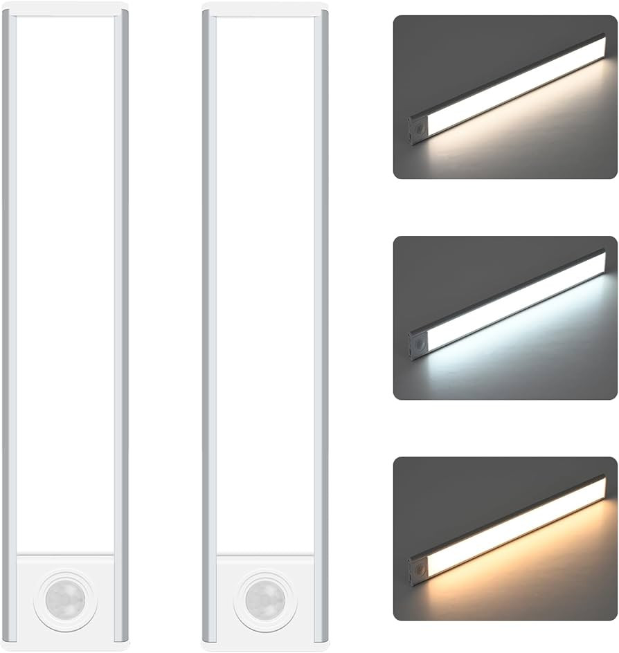 Under Cabinet Lights 2 Pack, 2500mAh Rechargeable Motion Sensor Light Indoor 3 Color Temps, Close... | Amazon (US)