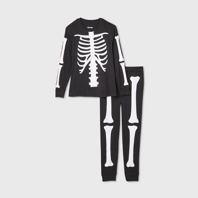 Men's Halloween Skeleton Matching Family Pajama Set - Black | Target