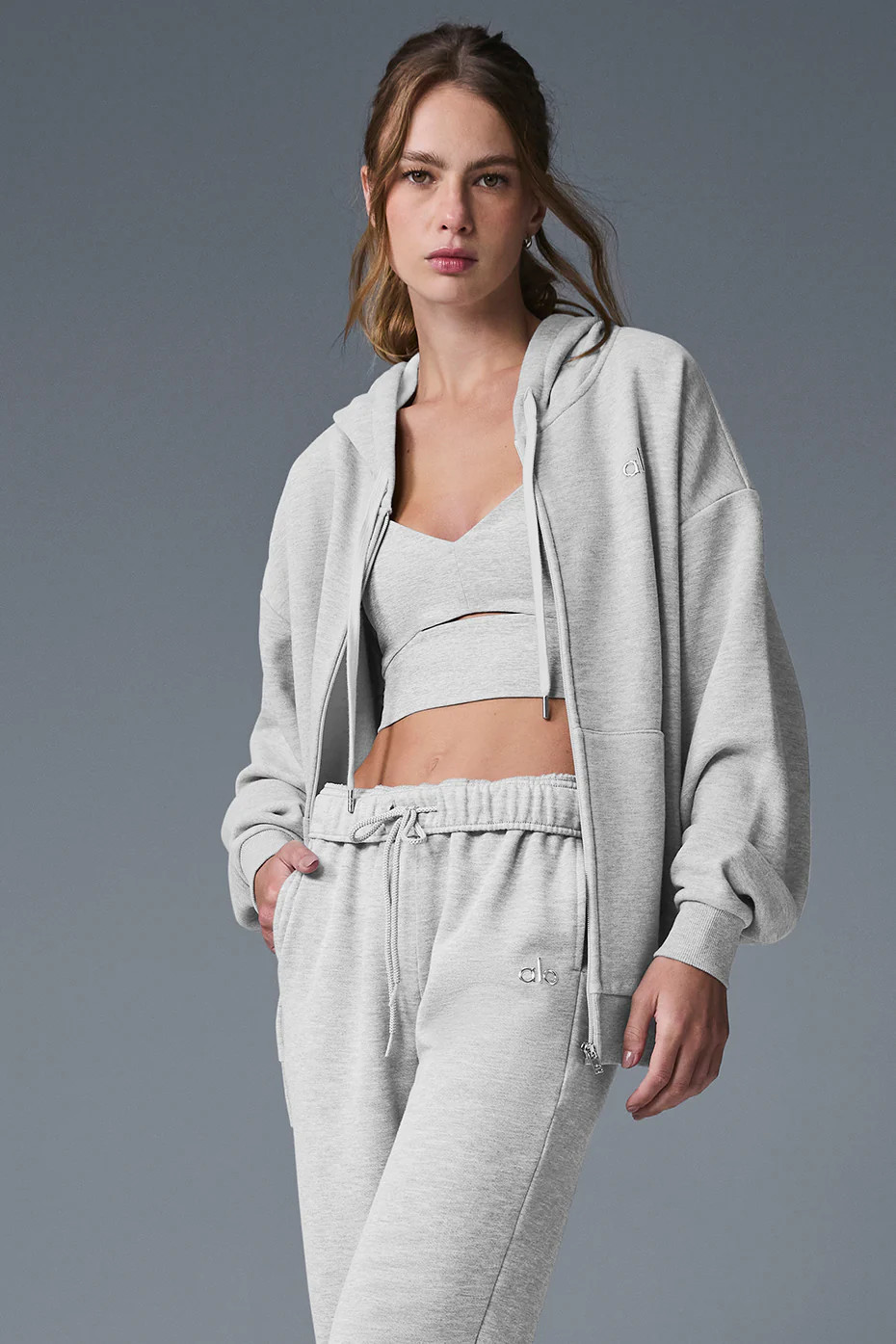 ALO | Accolade Full Zip Hoodie in Athletic Heather Grey, Size: Medium | Alo Yoga