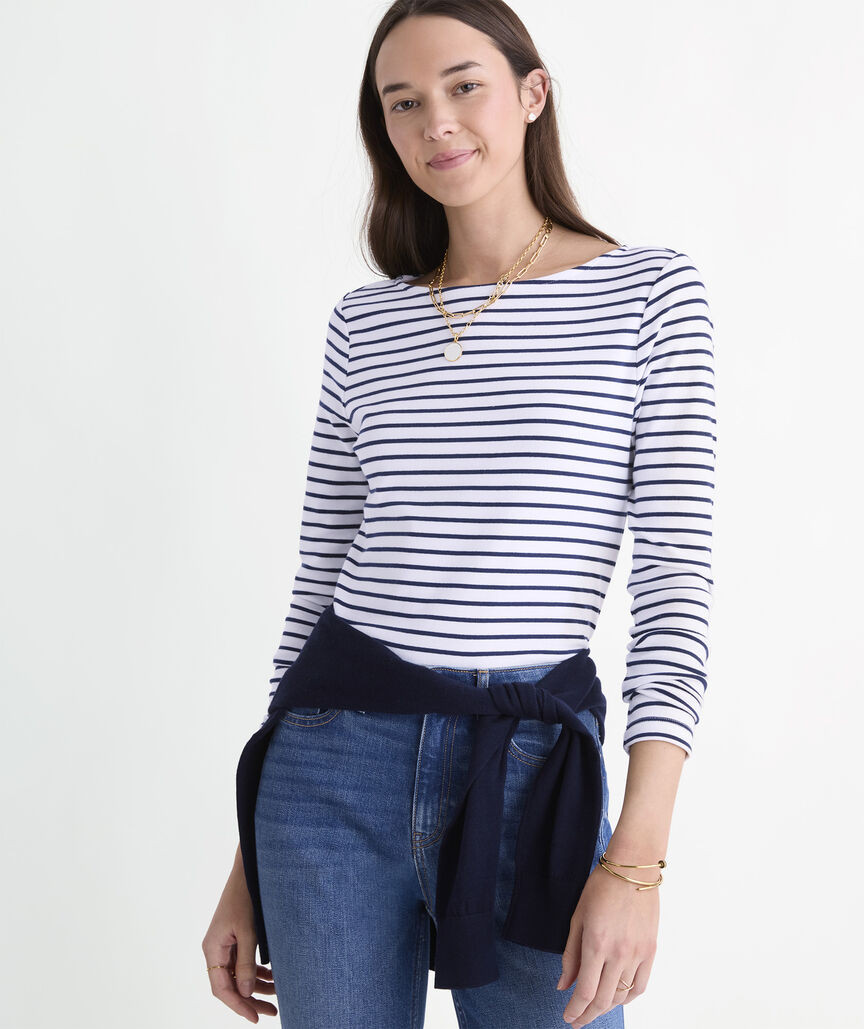 Deluxe Long Sleeve Boatneck Tee | vineyard vines