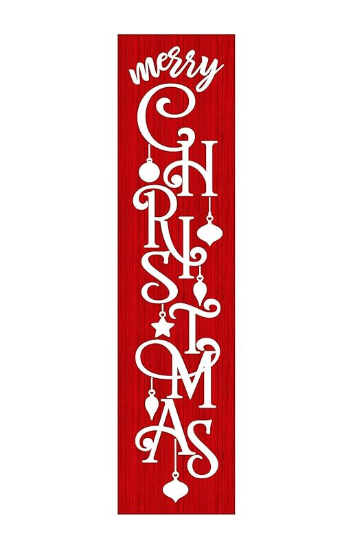 24 Inch Red and White Merry Christmas Vertical Wood Print Sign | Amazon (US)