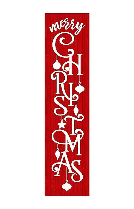 24 Inch Red and White Merry Christmas Vertical Wood Print Sign | Amazon (US)