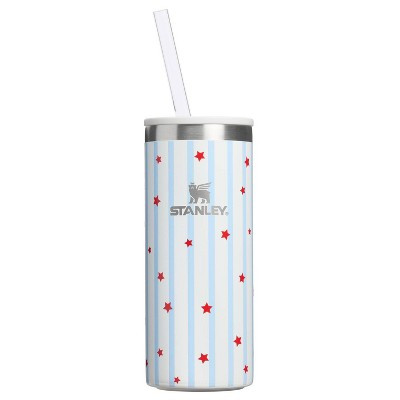 Stanley 10 oz Slim Stainless Steel All-Occasions Can Chiller with Lid and Straw Blue Starry Stripes | Target