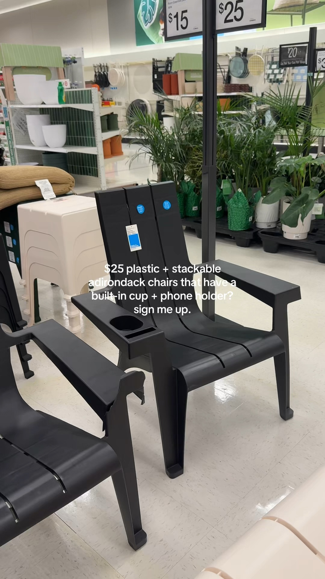 $25 plastic + stackable Adirondack chairs for summer! comes in 4 colors - got the black to hide dirt!

#LTKHome