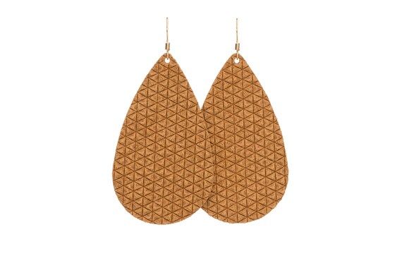 Oak Buff Leather Earrings, brinley and co, statement earrings, leather jewelry, camel earrings, text | Etsy (US)