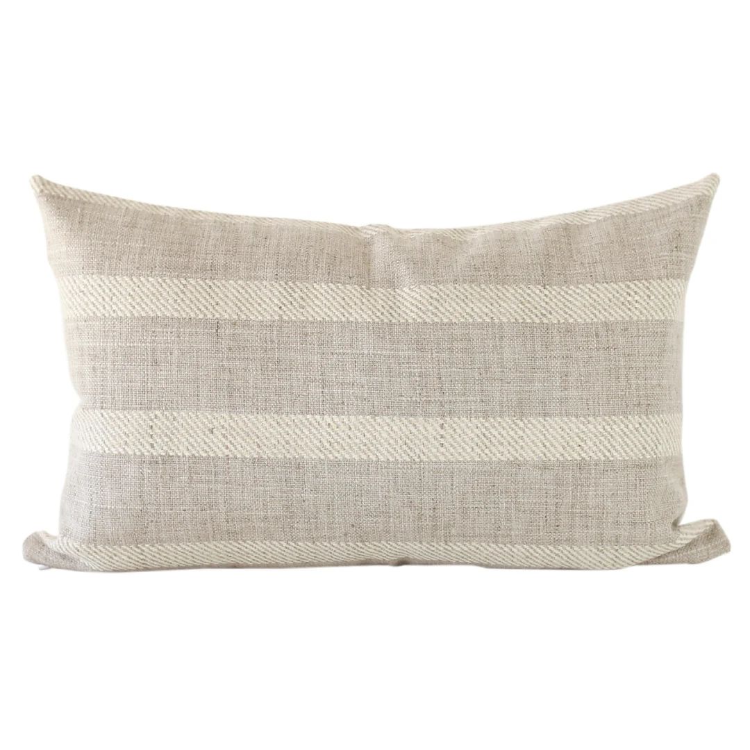Grey Striped Linen Pillow Cover Linen Striped Lumbar Pillow - Etsy | Etsy (US)