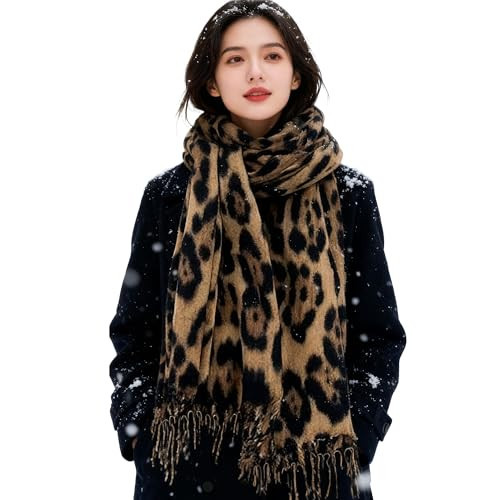 IZUS Fashion Women's Leopard-Winter-Scarf Soft-Cashmere-Feeling Warm-Shawl-Scarves Spring Long Blanket Wraps 27x78in | Amazon (US)