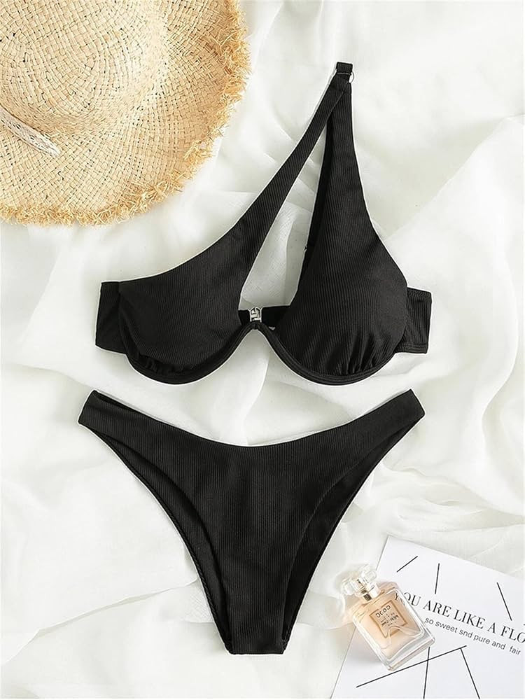 LSCZSLYH Sexy Bikinis Swimsuits Cut Out Women Swimwear Biquini High Cut Bathing Suits Push Up Bea... | Amazon (US)
