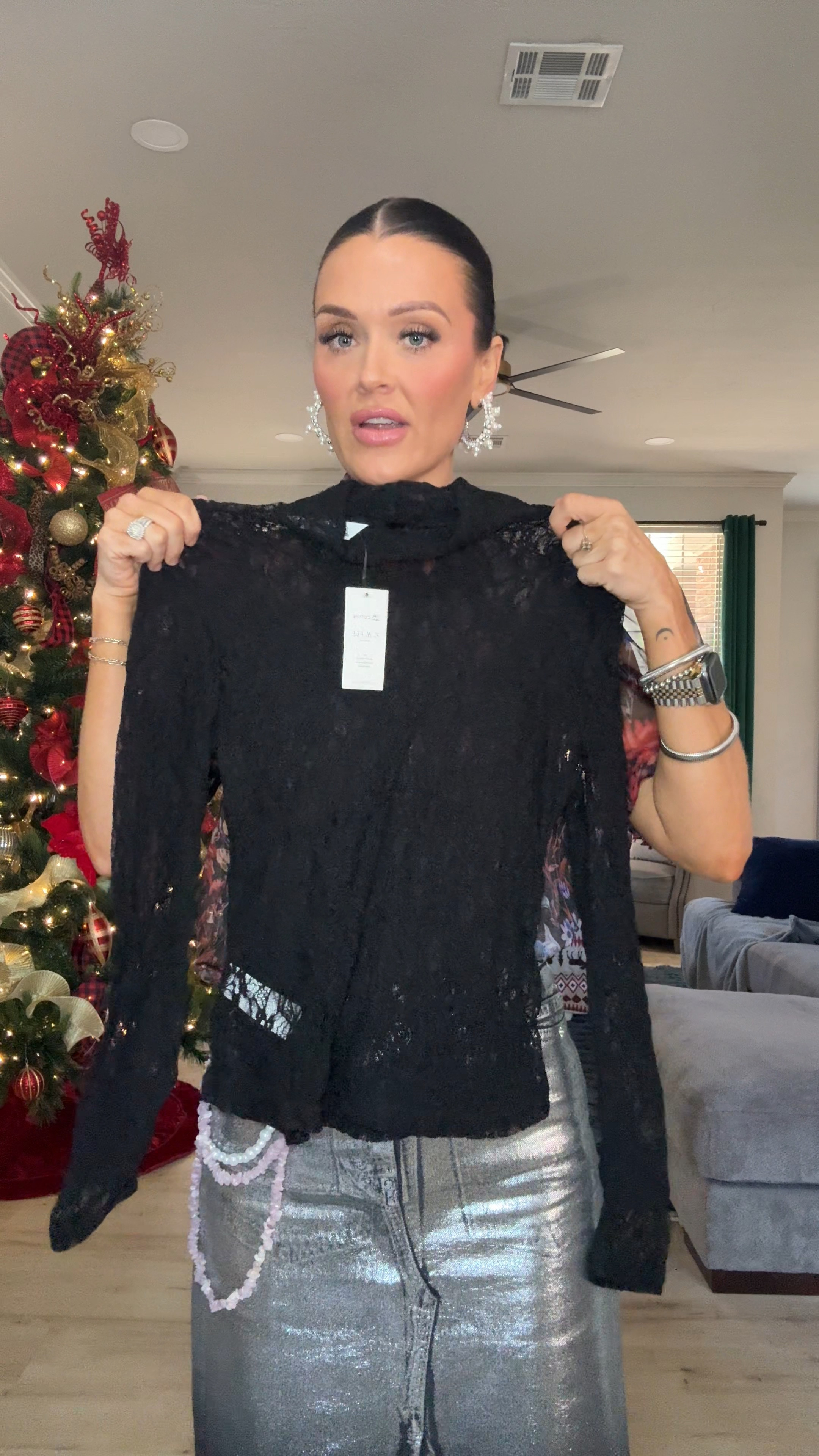 Black lace undershirt. Great for layering! 

#LTKSeasonal #LTKStyleTip #LTKHoliday