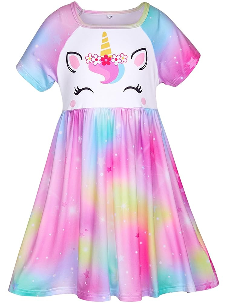 ICOSY Girls Nightgowns Unicorn Dress Pajamas for Kids Toddler Princess Nightgown Dress Unicorn Cl... | Amazon (US)