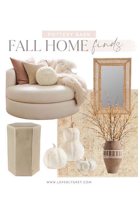 Loverly Grey fall home finds from Pottery Barn. I love this oversized chair and cream colored pumpkins. 

#LTKSeasonal #LTKstyletip #LTKhome