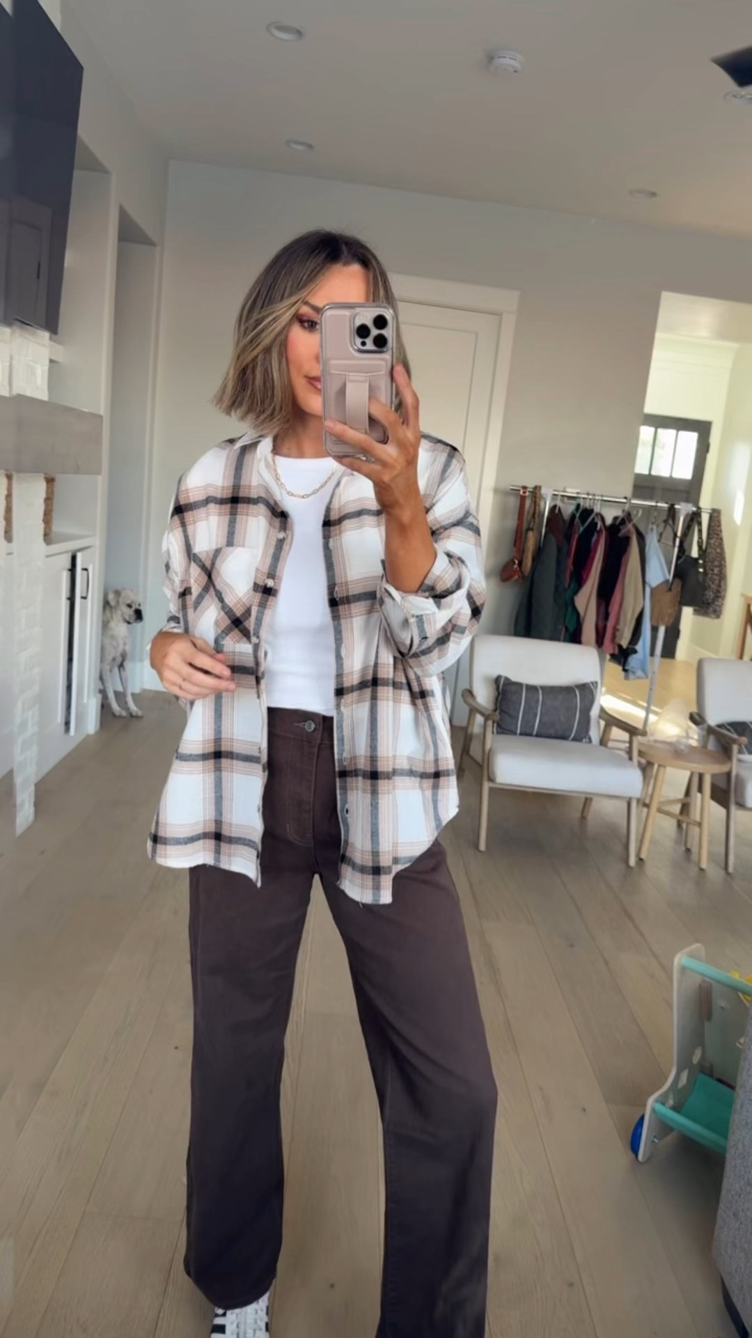#WalmartPartner new fall flannels wearing a size large. Love these brown wide leg pants wearing a size medium. 
#walmartfashion @walmartfashion 


#LTKTall #LTKOver40 #LTKFallSale
