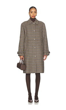 Vince Plaid Car Coat With Faux Leather Trim in Multi Check from Revolve.com | Revolve Clothing (Global)