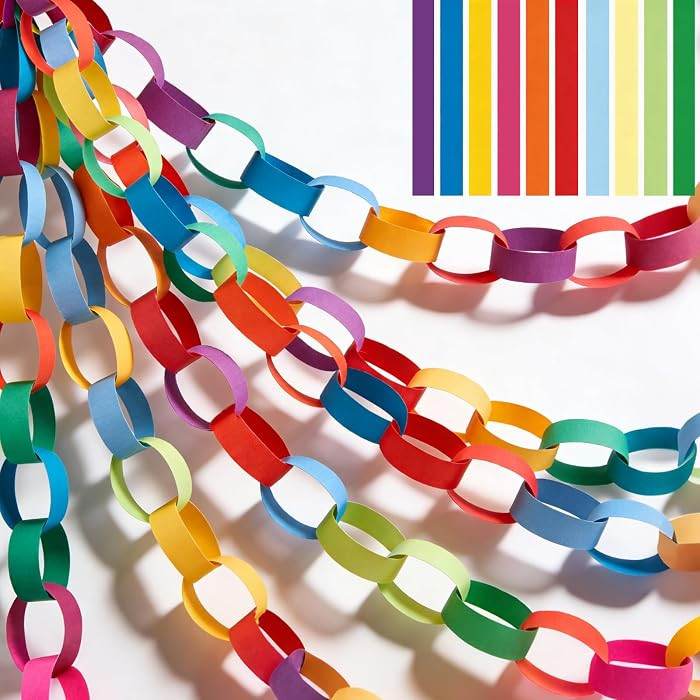600 Sheet DIY Paper Chain Decorations 1 * 8inch-Rainbow Colors | Amazon (US)