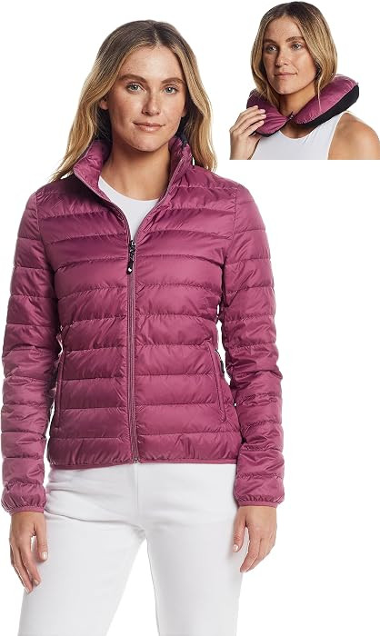 Weatherproof Womens Puffer Jacket, Converts to Travel Pillow, Lightweight | Amazon (US)