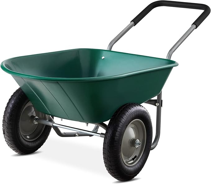 Best Choice Products Dual-Wheel Home Utility Yard Wheelbarrow Garden Cart w/Built-in Stand for La... | Amazon (US)