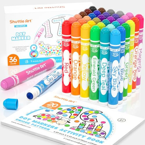 Shuttle Art Washable Dot Markers 36 Colors with Free Activity Book, Fun Art Supplies for Kids Toddlers and Preschoolers, Non Toxic Water-Based Paint Daubers, Dot Art Markers | Amazon (US)